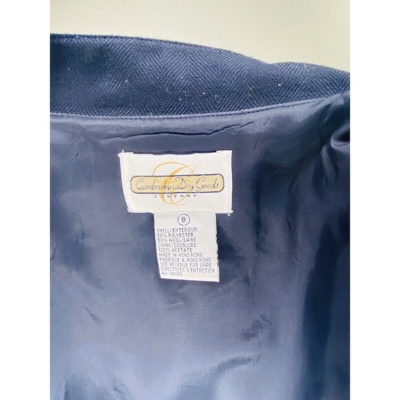 Cambridge Dry Goods Co Womens Blazer Wool Blend Military Look Jacket 8 Navy Gold - Picture 8 of 11